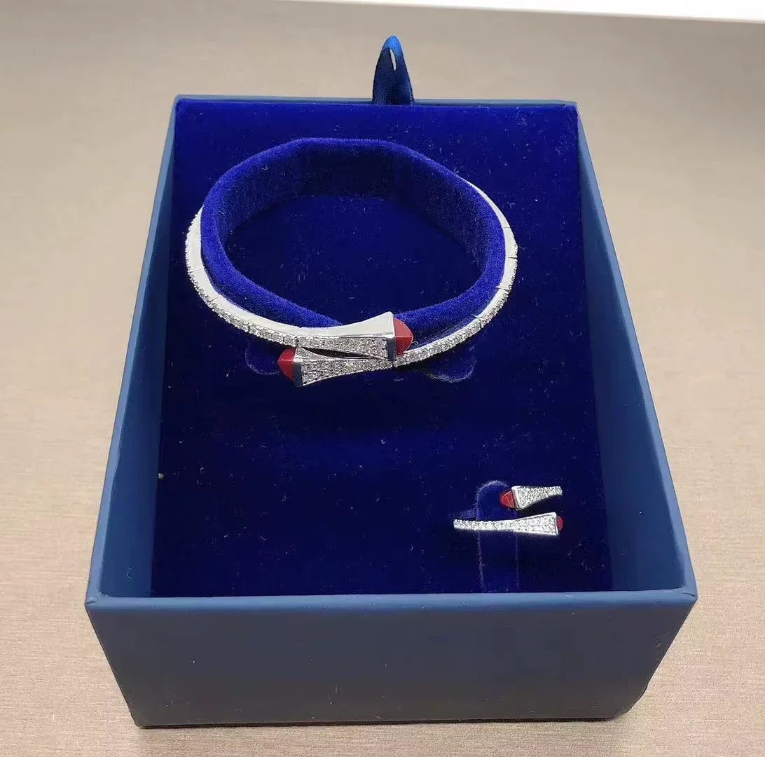 New Romatic Women'S Fashion 2 Pcs Bracelet & Ring Set Colorful Resin Simple Design Open Cuff Bangle Jewelry Set - MONVRCH