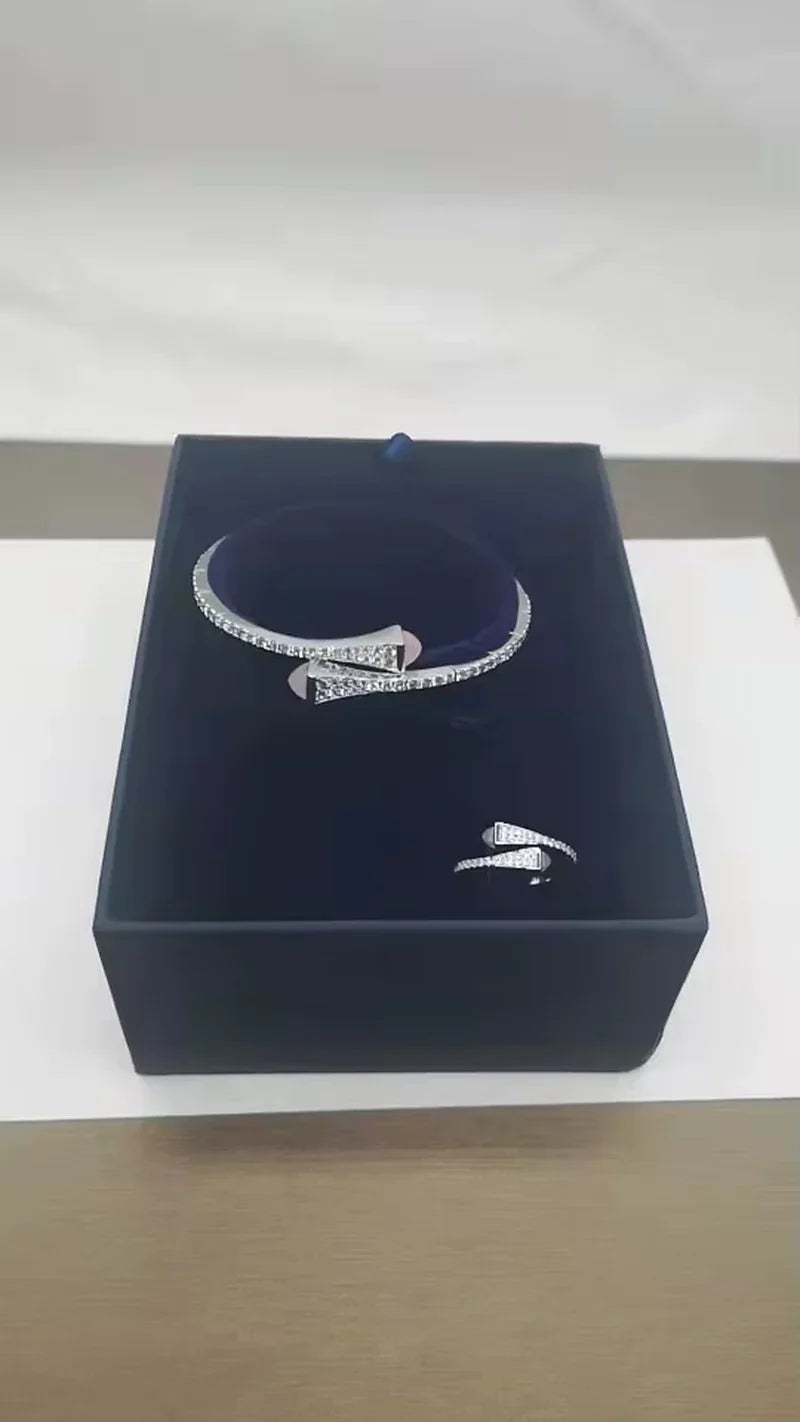 New Romatic Women'S Fashion 2 Pcs Bracelet & Ring Set Colorful Resin Simple Design Open Cuff Bangle Jewelry Set - MONVRCH
