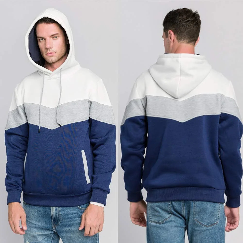 Mens Hooded Sweatshirt Casual Long Sleeve Drawstring Print Pullover Hoodies - MONVRCH