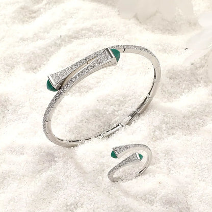 New Romatic Women'S Fashion 2 Pcs Bracelet & Ring Set Colorful Resin Simple Design Open Cuff Bangle Jewelry Set - MONVRCH