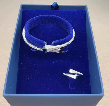 New Romatic Women'S Fashion 2 Pcs Bracelet & Ring Set Colorful Resin Simple Design Open Cuff Bangle Jewelry Set - MONVRCH