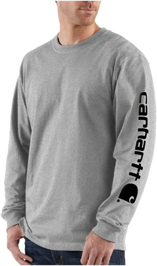 Men'S Loose Fit Heavyweight Long-Sleeve Logo Sleeve Graphic Closeout T-Shirt - MONVRCH