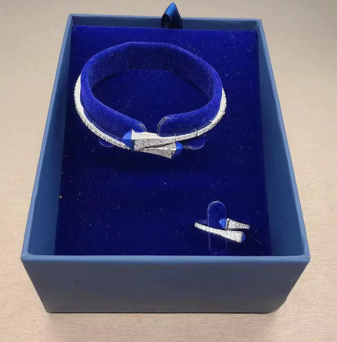 New Romatic Women'S Fashion 2 Pcs Bracelet & Ring Set Colorful Resin Simple Design Open Cuff Bangle Jewelry Set - MONVRCH