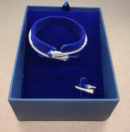 New Romatic Women'S Fashion 2 Pcs Bracelet & Ring Set Colorful Resin Simple Design Open Cuff Bangle Jewelry Set - MONVRCH