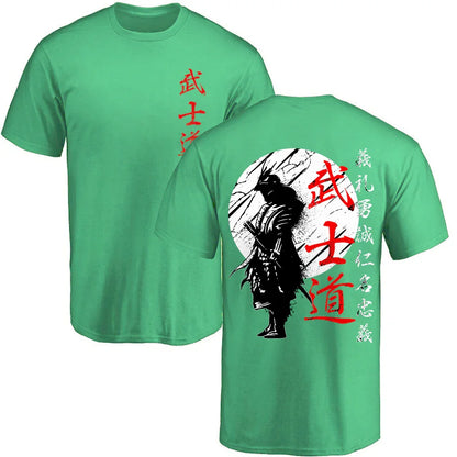 Japan Samurai Spirit T Shirts for Men Japanese Style Back Print Loose Oversized 100% Cotton Tops T-Shirt Bushido Male Gifts Tee - MONVRCH