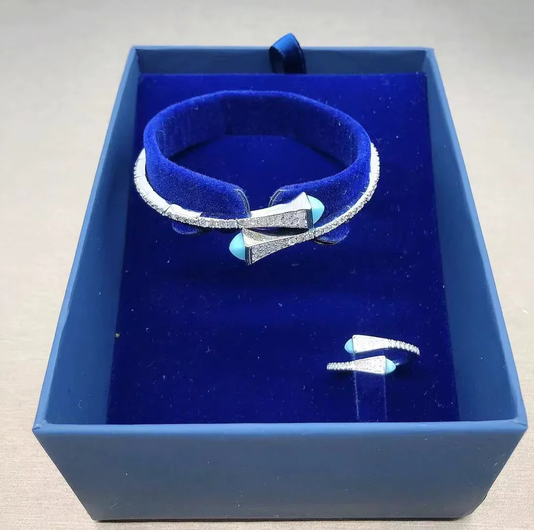 New Romatic Women'S Fashion 2 Pcs Bracelet & Ring Set Colorful Resin Simple Design Open Cuff Bangle Jewelry Set - MONVRCH