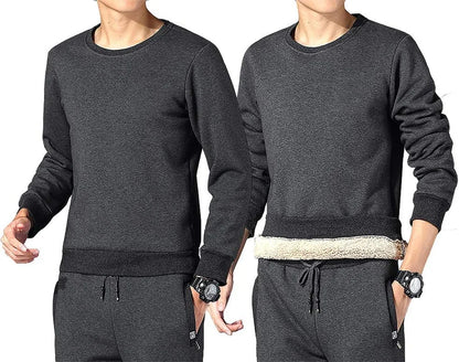 Men'S Fleece Sweatshirts Warm Sherpa Lined Heavy Thicken Underwear Winter Crewneck Pullover Tops Shirts - MONVRCH