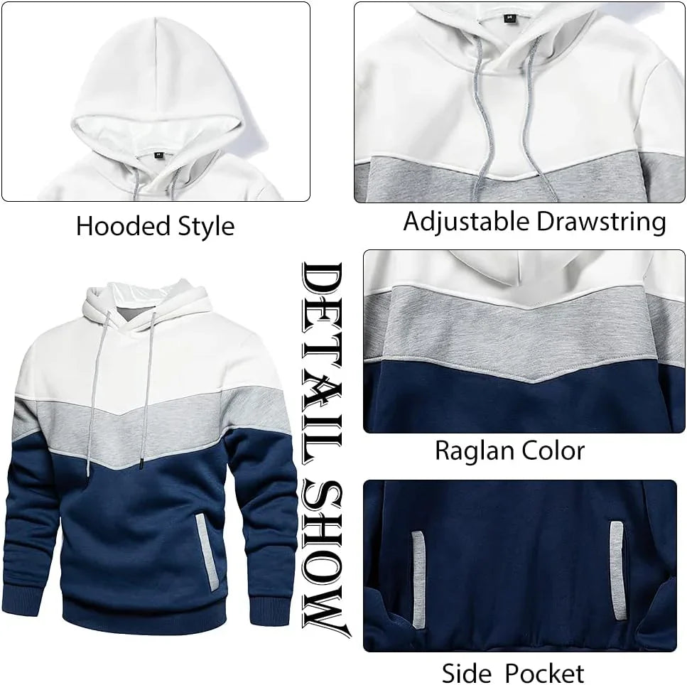 Mens Hooded Sweatshirt Casual Long Sleeve Drawstring Print Pullover Hoodies - MONVRCH