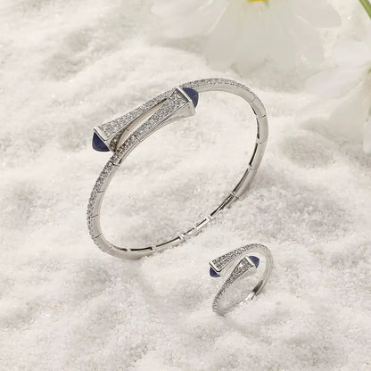 New Romatic Women'S Fashion 2 Pcs Bracelet & Ring Set Colorful Resin Simple Design Open Cuff Bangle Jewelry Set - MONVRCH