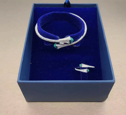 New Romatic Women'S Fashion 2 Pcs Bracelet & Ring Set Colorful Resin Simple Design Open Cuff Bangle Jewelry Set - MONVRCH