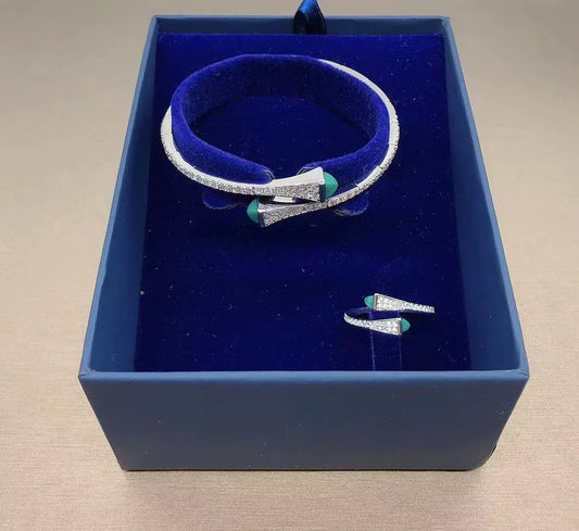 New Romatic Women'S Fashion 2 Pcs Bracelet & Ring Set Colorful Resin Simple Design Open Cuff Bangle Jewelry Set - MONVRCH