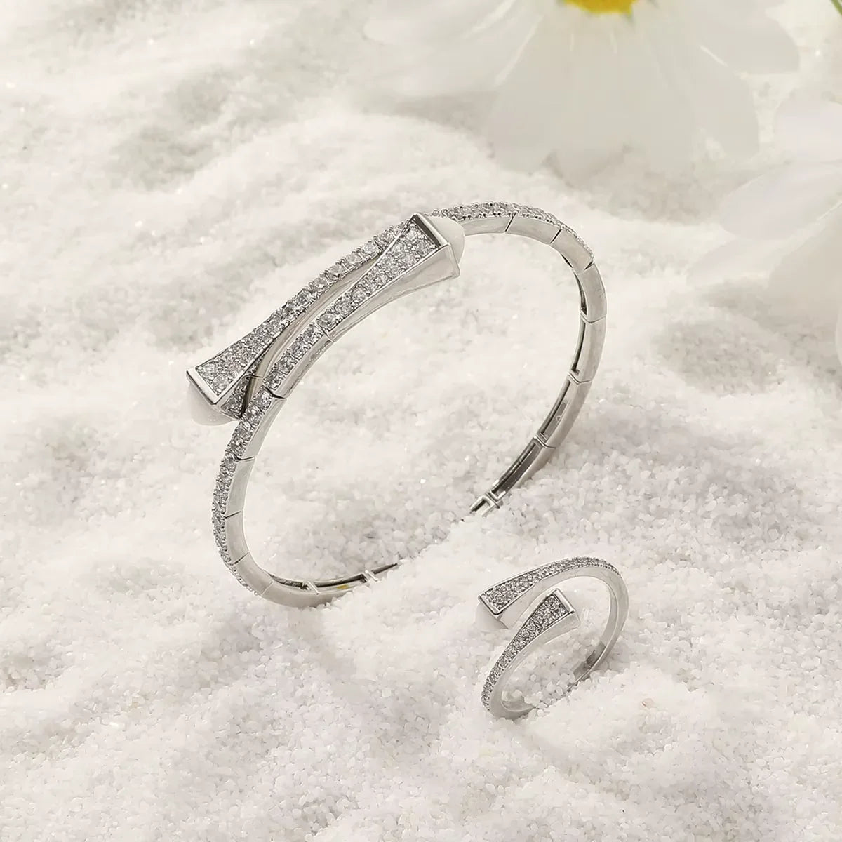 New Romatic Women'S Fashion 2 Pcs Bracelet & Ring Set Colorful Resin Simple Design Open Cuff Bangle Jewelry Set - MONVRCH