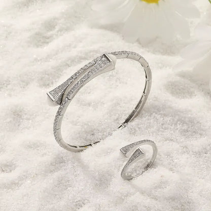 New Romatic Women'S Fashion 2 Pcs Bracelet & Ring Set Colorful Resin Simple Design Open Cuff Bangle Jewelry Set - MONVRCH